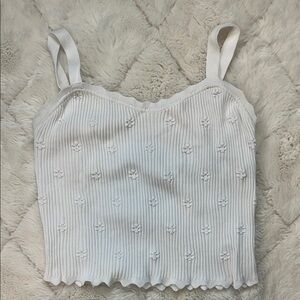 Elegant White Ribbed Women's Top